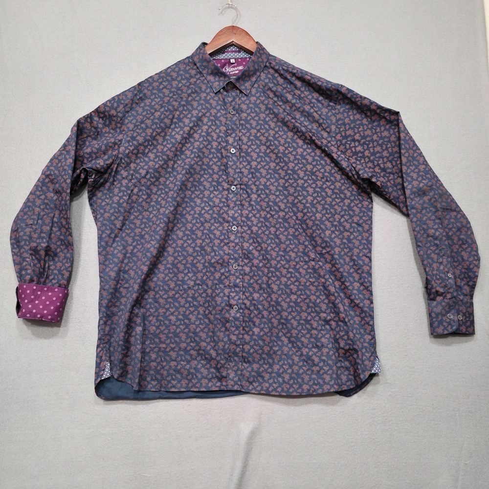 Visconti Uomo Men's Multicolor Long Sleeve Button Up Flip Cuff Shirt‎ Size XL
